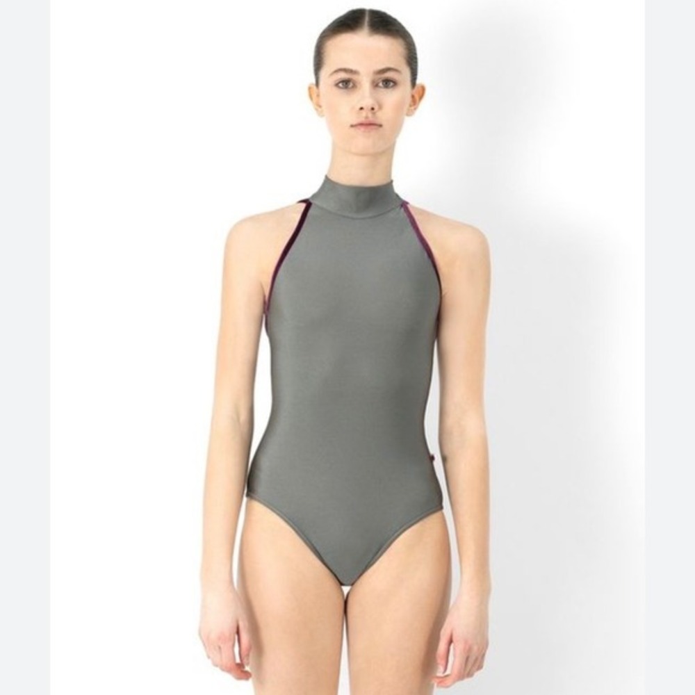 Yumiko - Noe Haltered Leotard‎ - Grey/Pink - Open Back - Dance - Women's XS